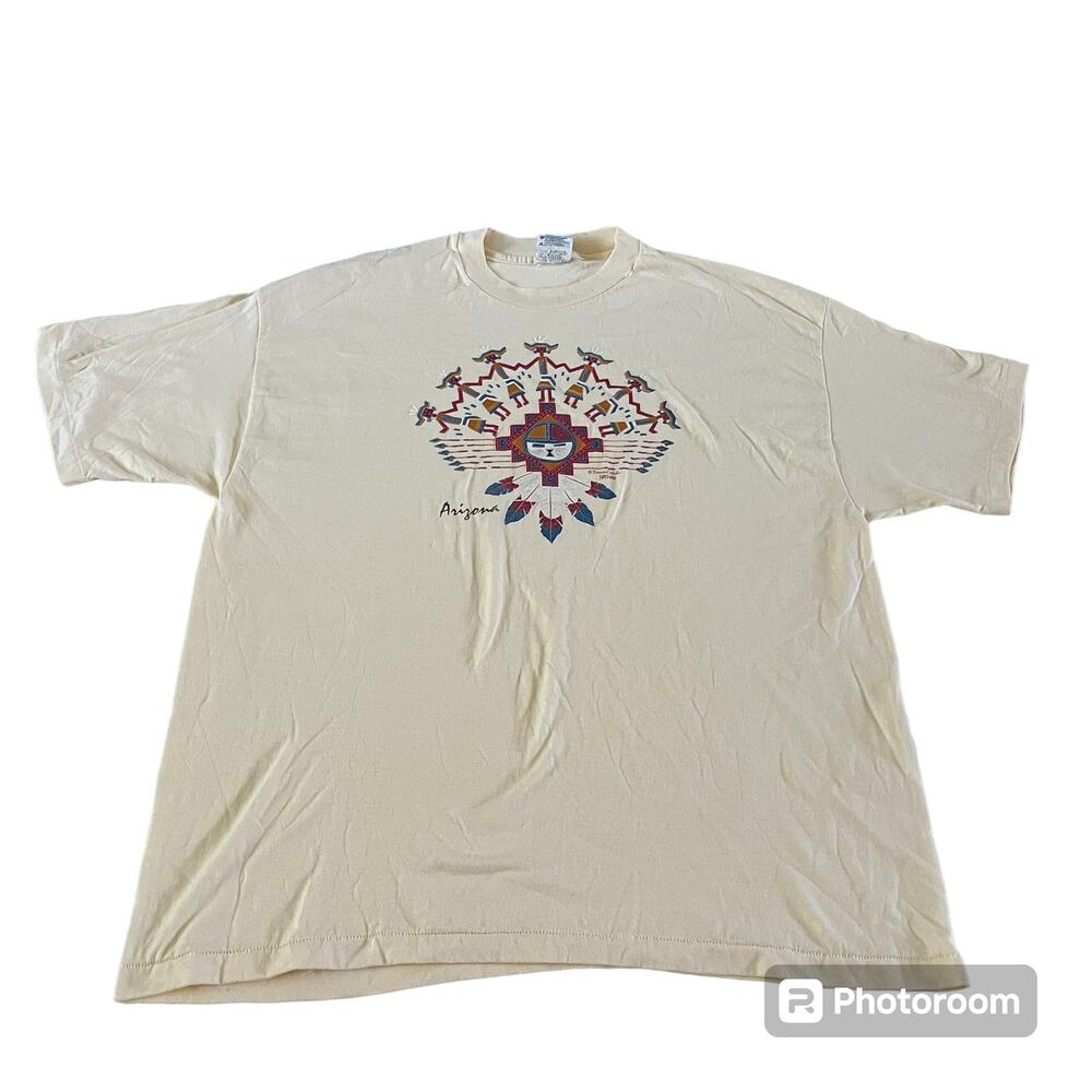 Vtg Y2K 2000s Single Stitch USA Arizona Tribal Art Graphic T Shirt Men’s XXL